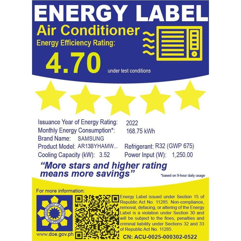 Samsung 1.5HP Wind Free Inverter Split Type Aircon AR13BYHAMWKNTC - Image 5