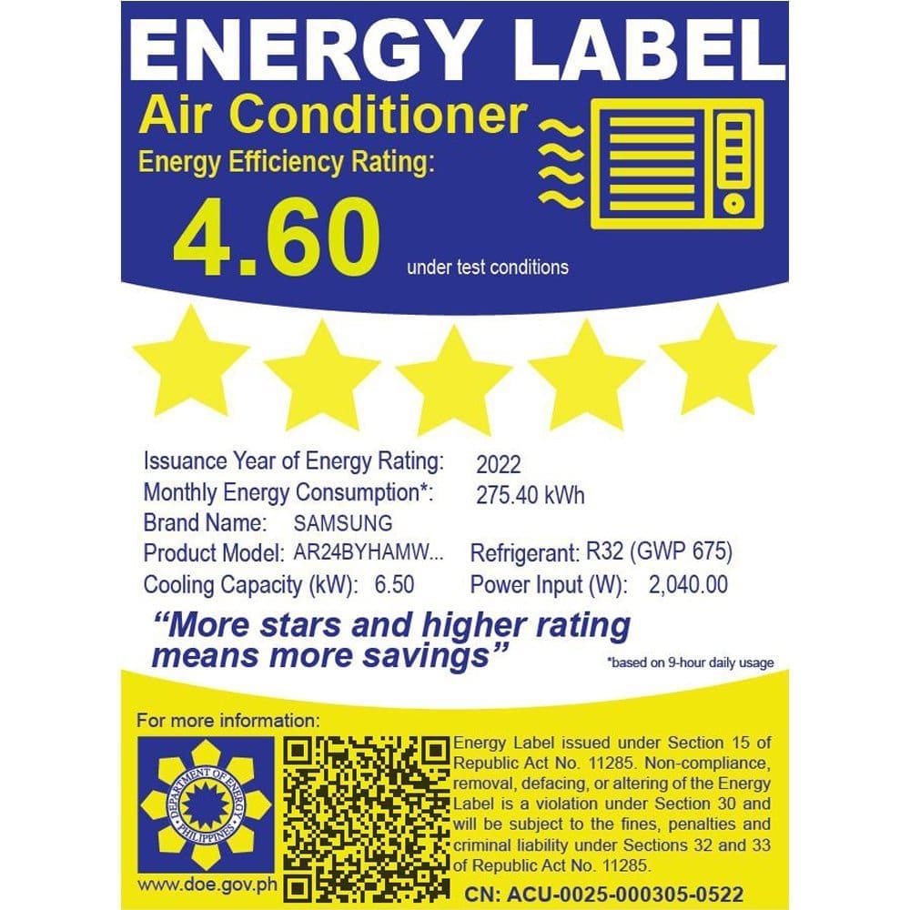 Samsung 2.5 HP WindFree Inverter Split Type Aircon AR24BYHAMWKNTC - Image 4