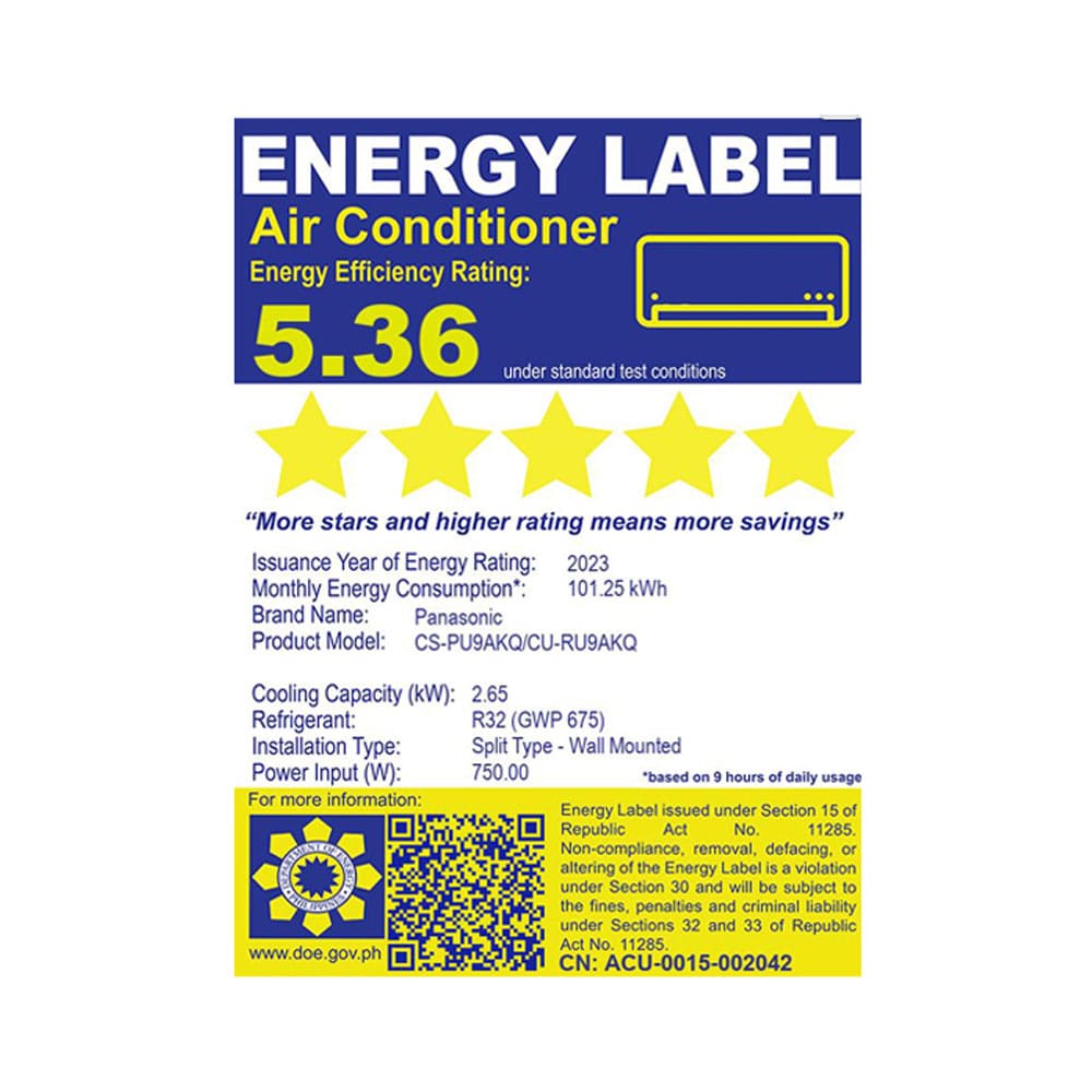 Panasonic 1HP Standard Inverter Aircon CS/CU-PU9AKQ - Image 3