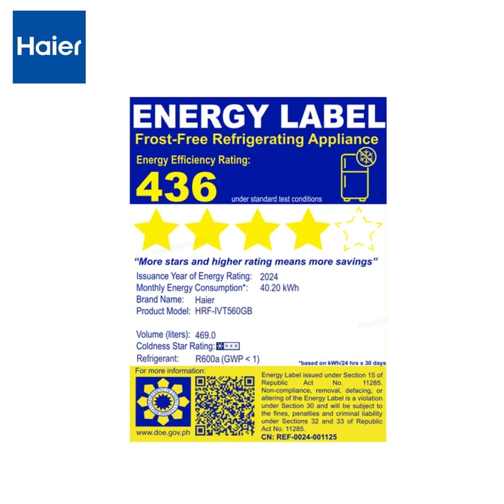 Haier 16.5 cu ft No Frost T-Door Refrigerator HRF-IVT560GB - Image 4