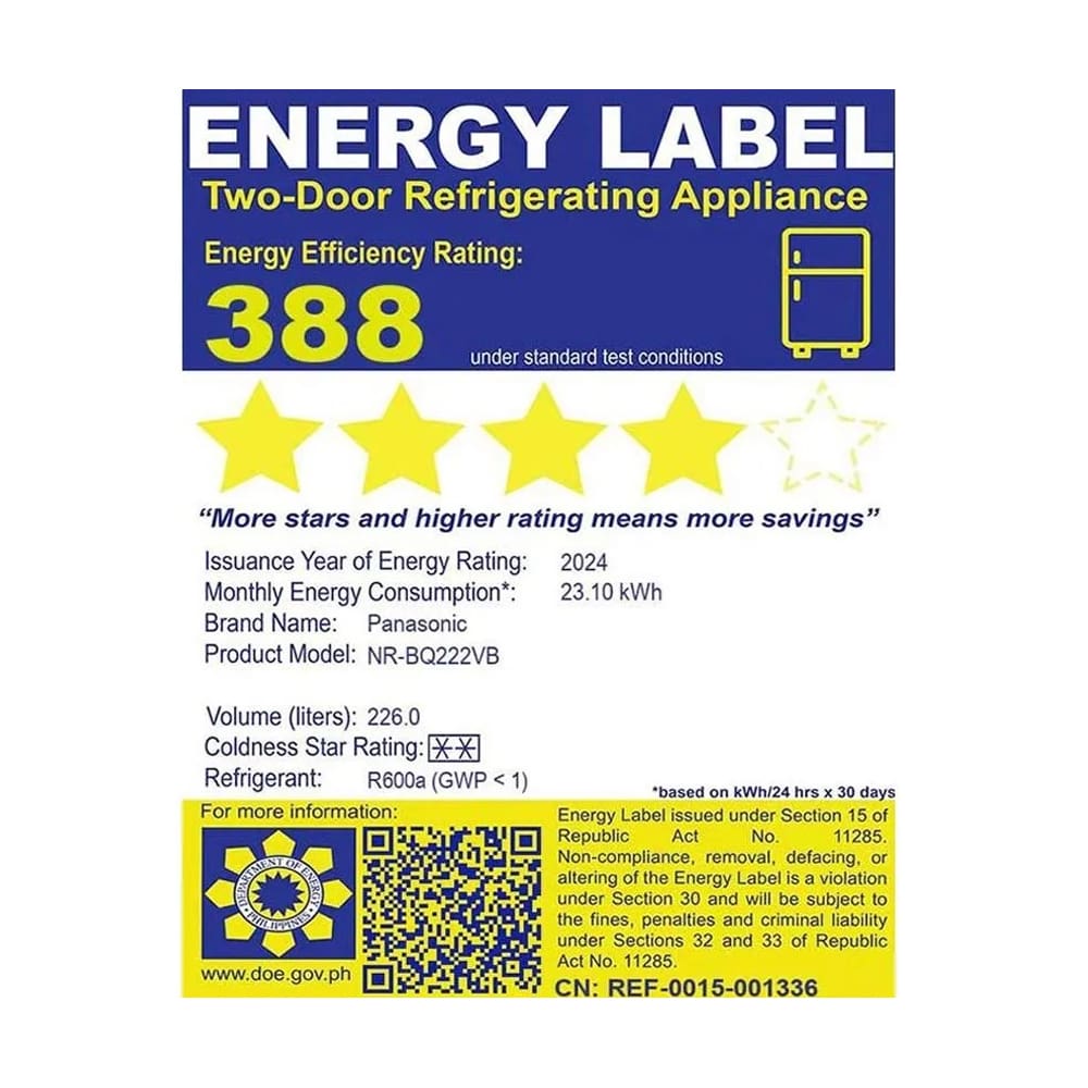 Panasonic 8 cu ft Direct Cool Inverter Refrigerator NR-BQ222VB - Image 4
