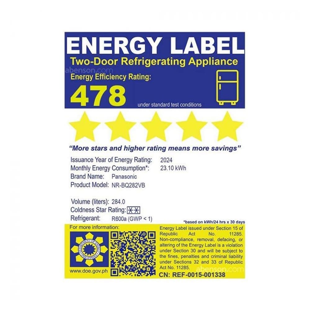 Panasonic 10 cu ft Direct Cool Inverter Refrigerator NR-BQ282VB - Image 4